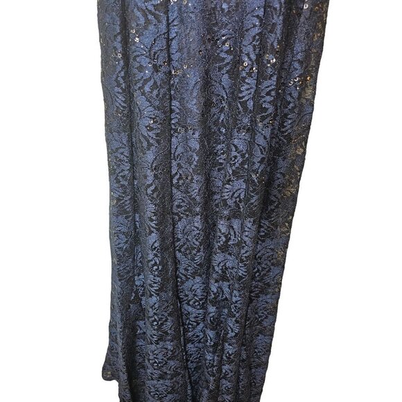 New with Tags TAHARI Embellished Lace Gown SZ 2 in Navy - Picture 6 of 9